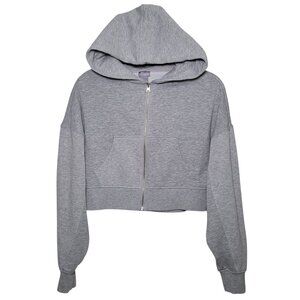 Tillys Cropped Zip Up Hoodie Sweatshirt Heather Gray Small Off-Duty Model